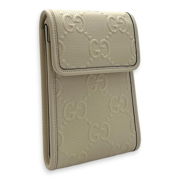 GG Crossbody Bag White in Calfskin, Silver hardware - Image 3