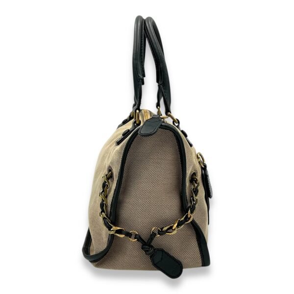 Haley Top Handle Bag Brown in Canvas, Gold hardware - Image 13