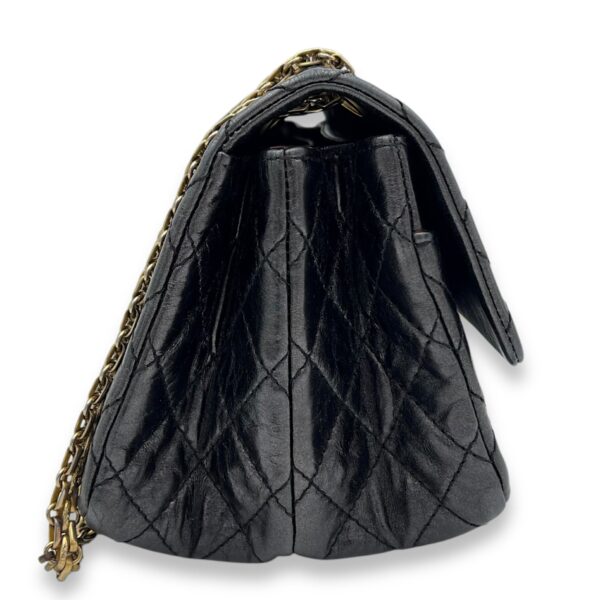 2.55 Medium Black Shoulder Bag in Calfskin, Gold hardware - Image 3