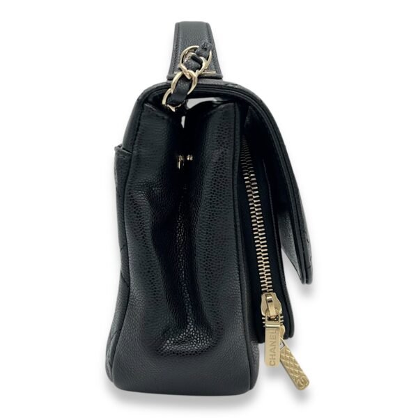Business Affinity Medium Black Top Handle Bag in Caviar Leather, Gold hardware - Image 3