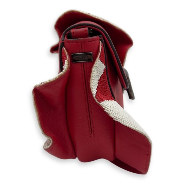 Baguette Shoulder Bag Red in Calfskin, Silver hardware - Image 3