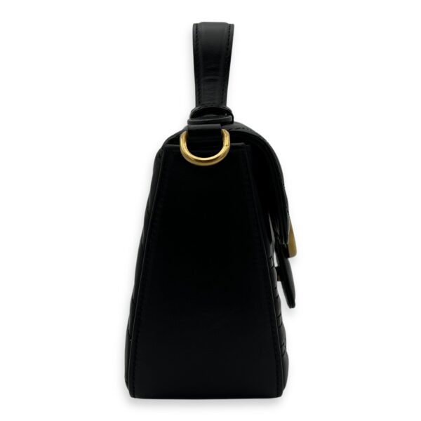 GG Marmont Mini Black Top Handle Bag in Calfskin, Gold hardware - Image 3