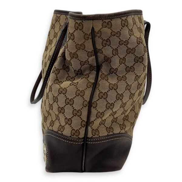 GG Tote Bag Brown in Canvas, Gold hardware - Image 3