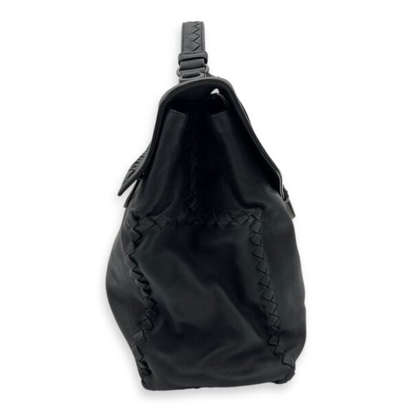 Flap Briefcase Black in Goat Leather, Ruthenium hardware - Image 3