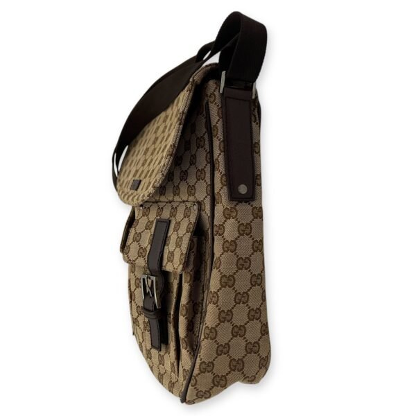 GG Canvas Brown Messenger in Jacquard, Silver hardware - Image 3
