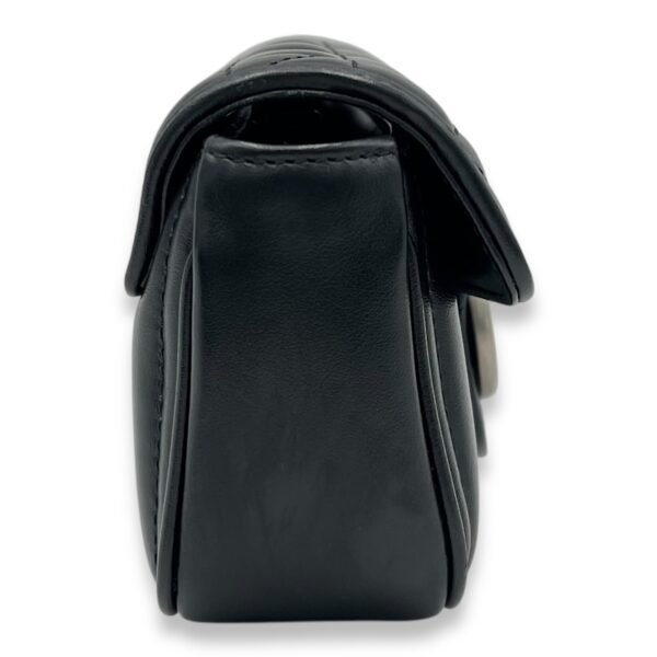 GG Marmont Super Mini Black Shoulder Bag in Calfskin, Silver hardware - Image 3