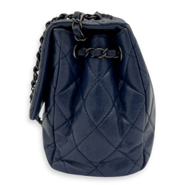 Flap Blue Shoulder Bag in Calfskin, Ruthenium hardware - Image 3