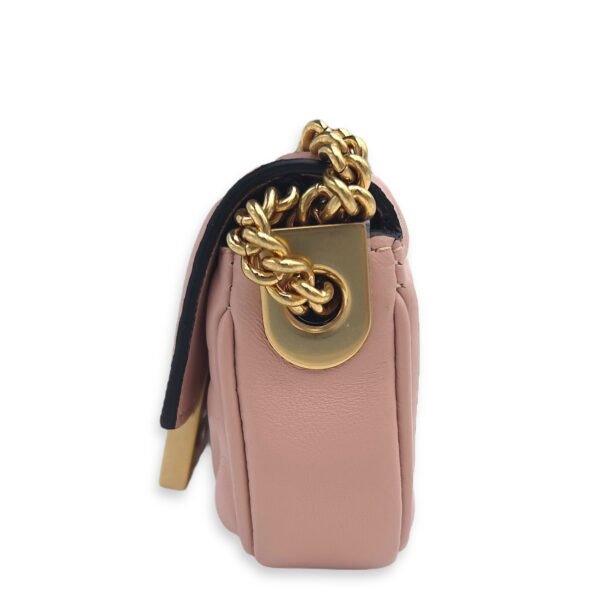 Baguette Nano Pink Wallet On Chain in Calfskin, Gold hardware - Image 3