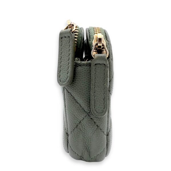 Double Zipped Green Crossbody Bag in Caviar Leather, Gold hardware - Image 3