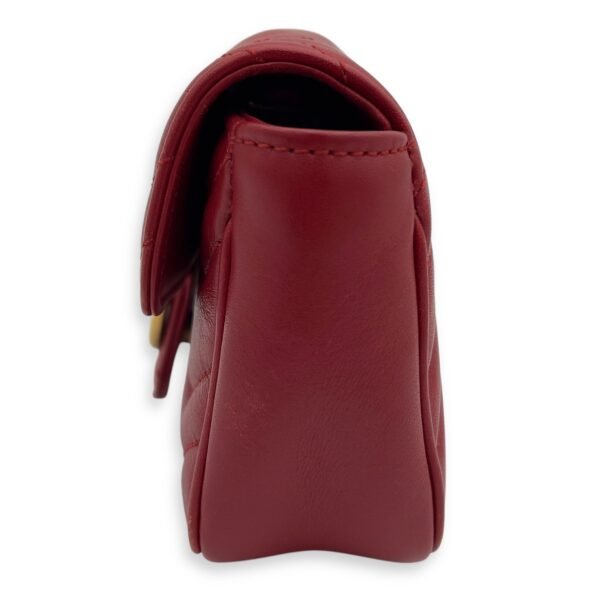 GG Marmont Crossbody Bag Mini Red in Calfskin, Gold hardware - Image 3