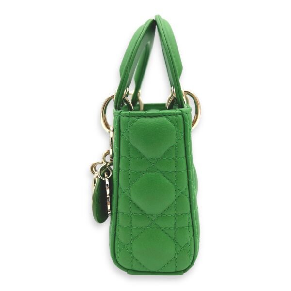 Lady Dior Top Handle Bag Micro Green in Lambskin, Gold hardware - Image 7