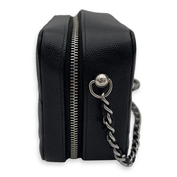 CC Camera Black Crossbody Bag in Caviar Leather, Silver hardware - Image 7