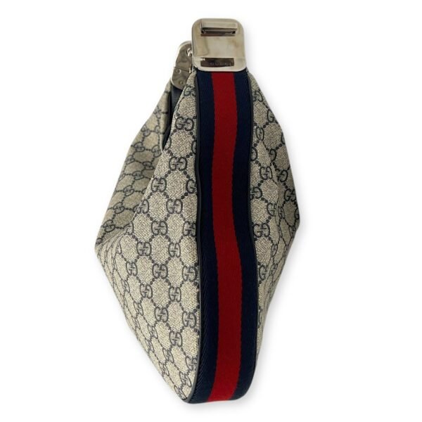 Attache Shoulder Bag Blue in Coated Canvas, Silver hardware - Image 3