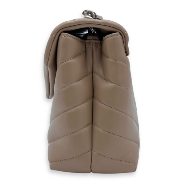 Loulou Small Beige Shoulder Bag in Calfskin, Silver hardware - Image 3