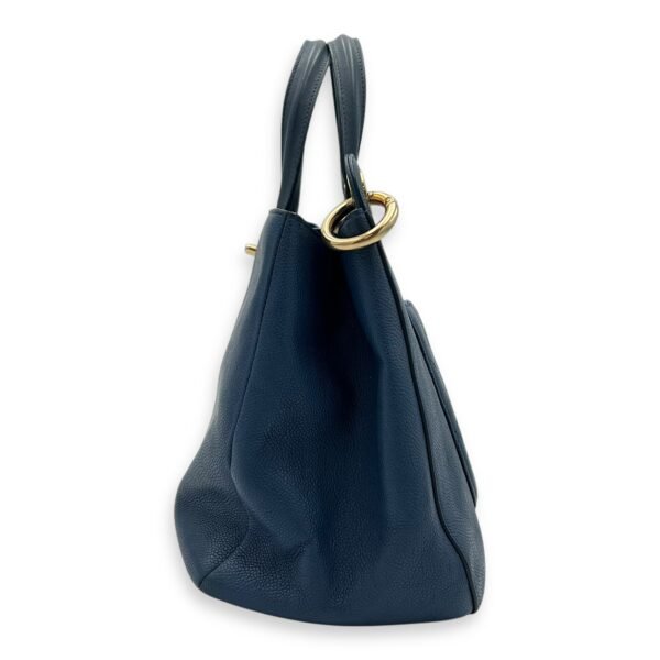 CC Lock Top Handle Bag Blue in Caviar Leather, Gold hardware - Image 3