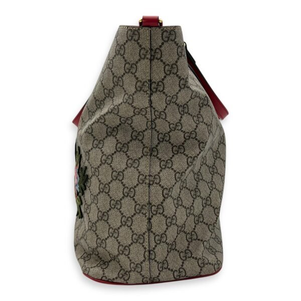 GG Supreme Snake Heart Grey Tote Bag in Coated Canvas, Silver hardware - Image 3