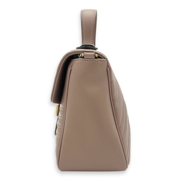 GG Marmont Top Handle Bag Beige in Calfskin, Gold hardware - Image 3