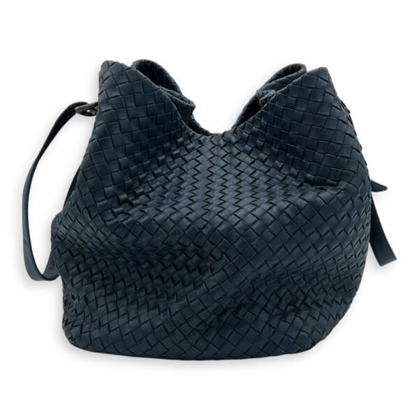 Intrecciato Shoulder Bag Blue in Lambskin, Ruthenium hardware - Image 3