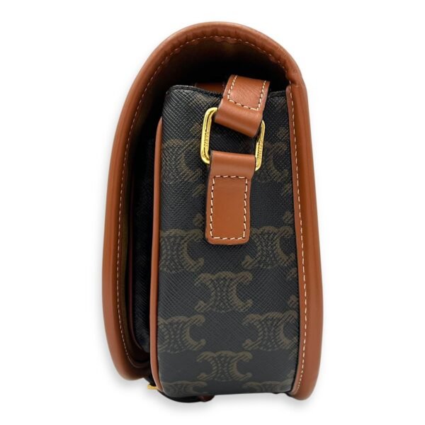 Folco Shoulder Bag Brown in Coated Canvas, Gold hardware - Image 3