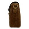 Lady Web Brown Shoulder Bag in Suede Leather, Gold hardware - Image 3