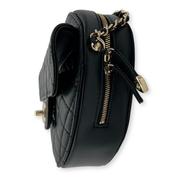 Heart Medium Black Crossbody Bag in Lambskin, Gold hardware - Image 3
