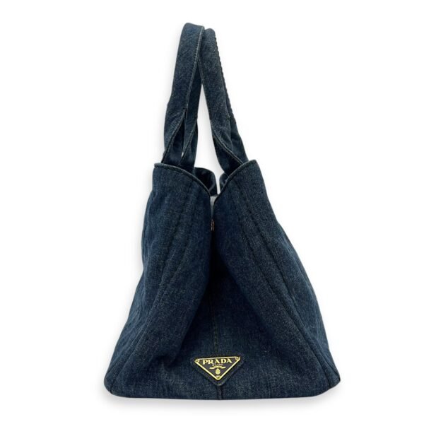 Canapa Top Handle Bag Blue in Denim, Gold hardware - Image 3