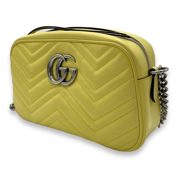 GG Marmont Crossbody Bag Medium Yellow in Calfskin, Silver hardware - Image 3