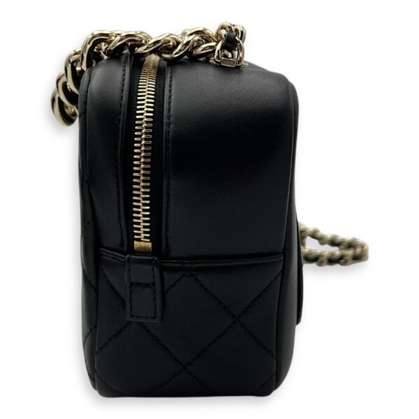 CC Camera Studded Black Shoulder Bag in Lambskin, Gold hardware - Image 3