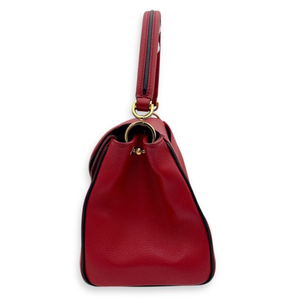 Double V Top Handle Bag Red in Calfskin, Gold hardware - Image 7