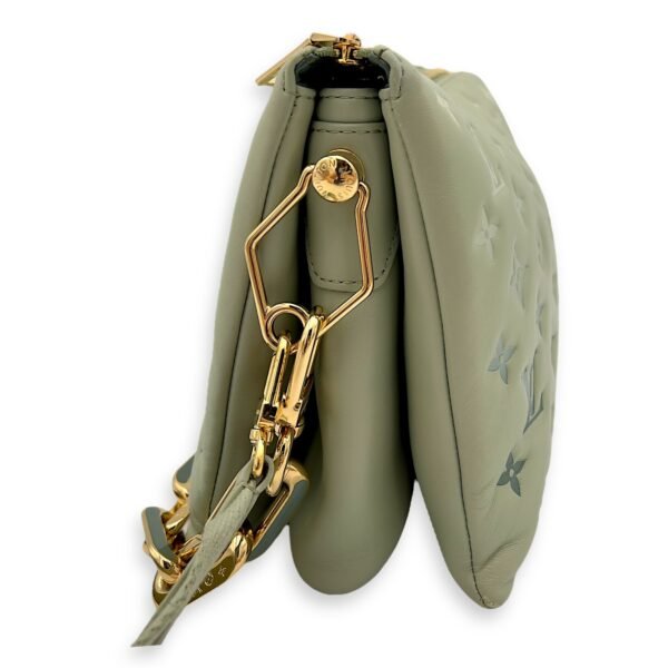 Coussin Crossbody Bag MM Green in Calfskin, Gold hardware - Image 3