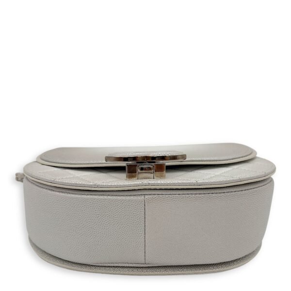 Coco Curve Top Handle Bag White in Caviar Leather, Silver hardware - Image 5