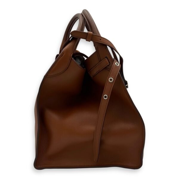 Big Top Handle Bag Brown in Calfskin, Silver hardware - Image 3