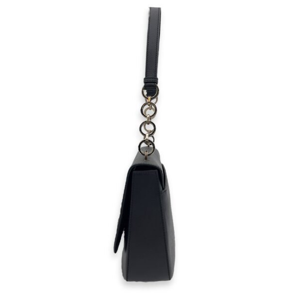 Gancini Shoulder Bag Black in Calfskin, Silver hardware - Image 3