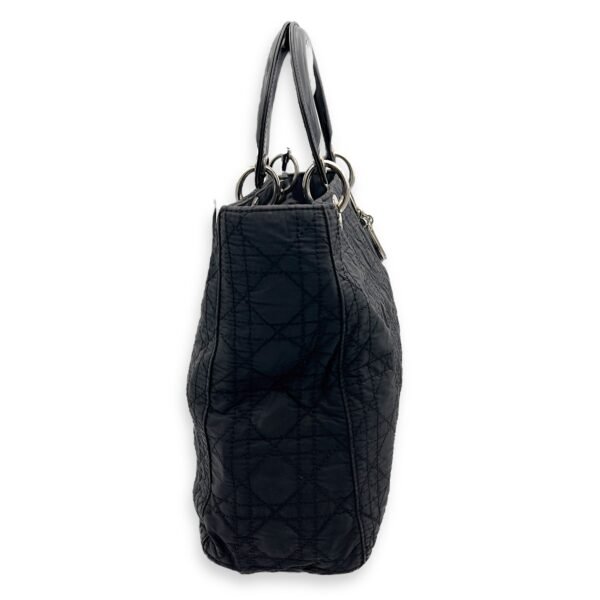 Lady Dior Black Top Handle Bag in Nylon, Silver hardware - Image 5