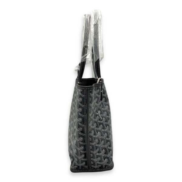 Anjou Tote Bag Grey in Coated Canvas, Silver hardware - Image 3