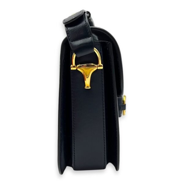 Horsebit 1955 Shoulder Bag Blue in Calfskin, Gold hardware - Image 3