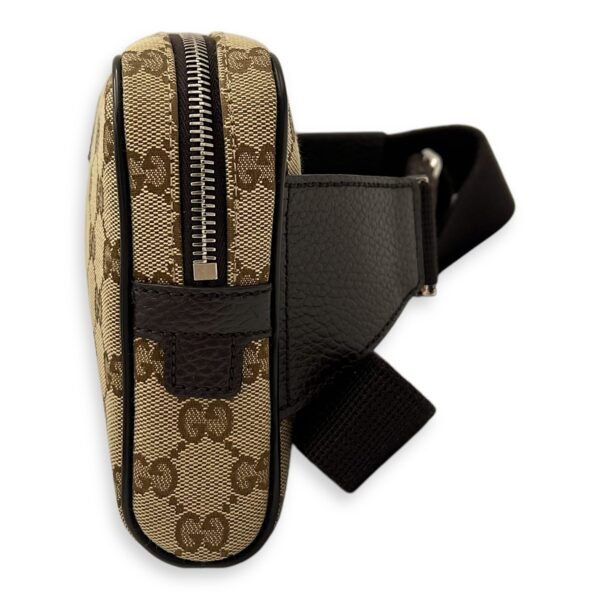 GG Belt Bag Brown in Canvas, Silver hardware - Image 3