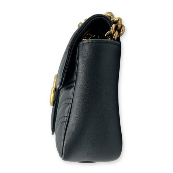 GG Marmont Mini Black Shoulder Bag in Calfskin, Gold hardware - Image 3