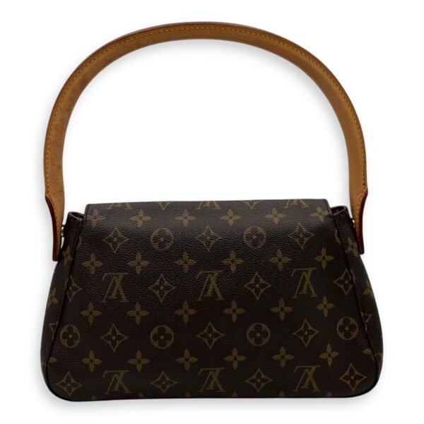 Looping Mini Brown Shoulder Bag in Monogram Coated Canvas, Gold hardware - Image 3