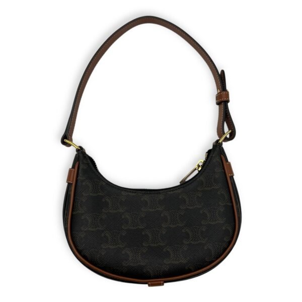 Ava Mini Brown Shoulder Bag in Coated Canvas, Gold hardware - Image 3