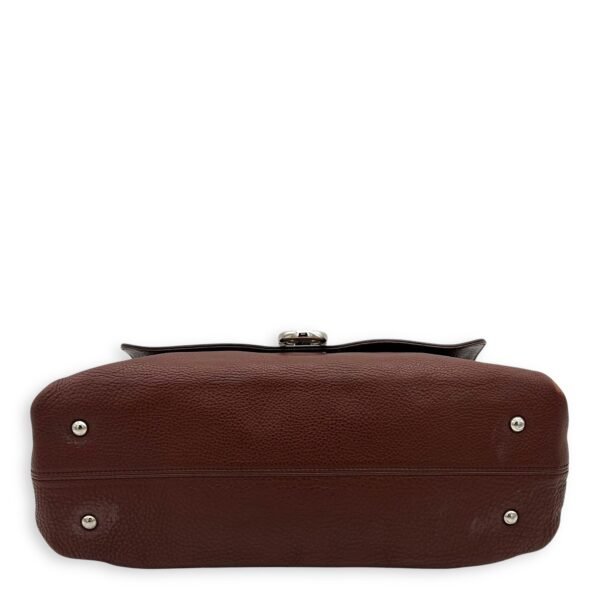 Gancini Shoulder Bag Brown in Calfskin, Silver hardware - Image 3