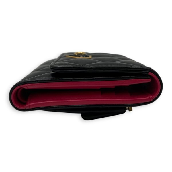CC Heart Black Wallet in Lambskin, Gold hardware - Image 3