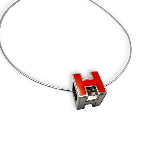 Cage H Orange Necklace in Lacquered, Silver hardware - Image 3