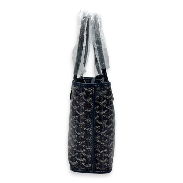 Anjou Tote Bag Blue in Coated Canvas, Silver hardware - Image 3