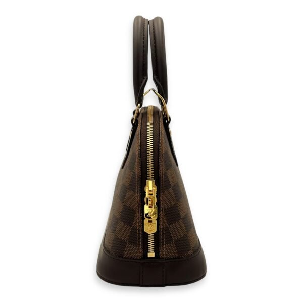 Alma Top Handle Bag BB Brown in Coated Canvas, Gold hardware - Image 3