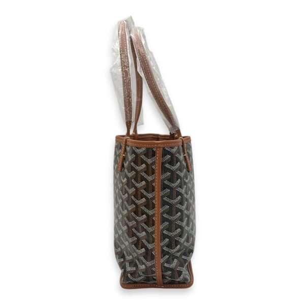 Anjou Top Handle Bag Black in Coated Canvas, Silver hardware - Image 3