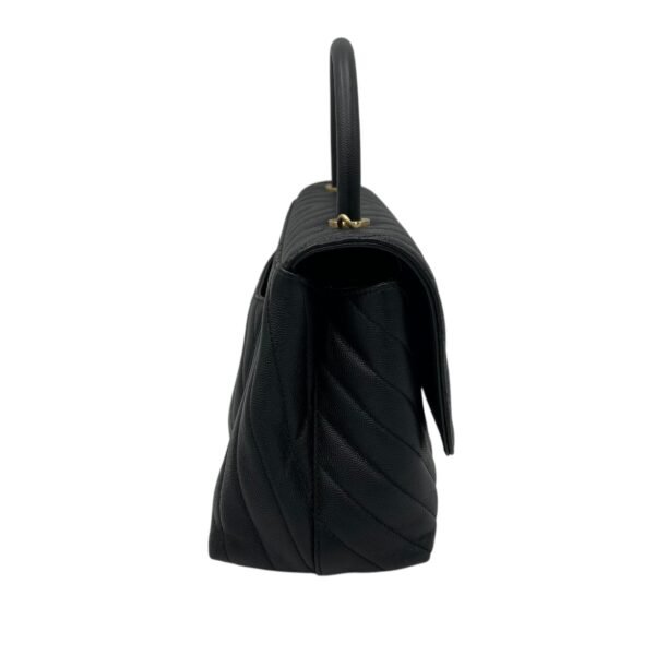 Coco Medium Black Top handle Bag in Caviar Leather, Gold hardware - Image 3
