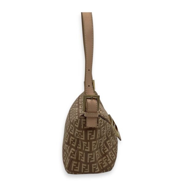 Baguette Shoulder Bag Beige in Jacquard, Gold hardware - Image 3