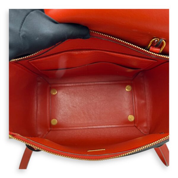 Belt Mini Red Top Handle Bag in Calfskin, Gold hardware - Image 7