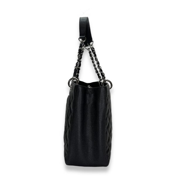 GST Black Shoulder Bag in Caviar Leather, Silver hardware - Image 4